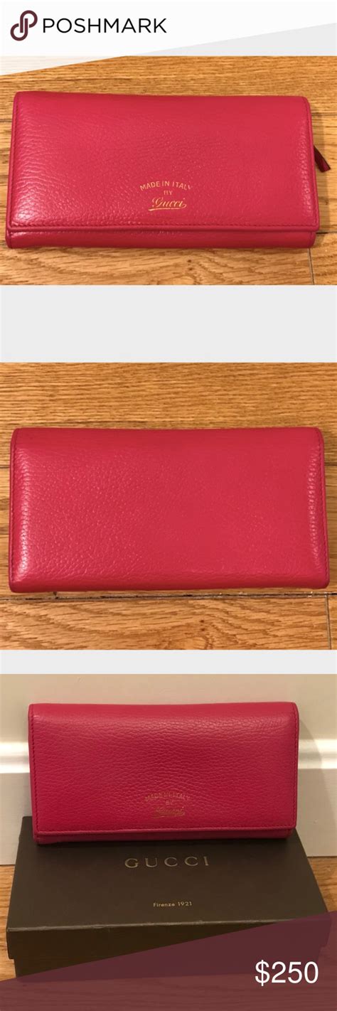 Gucci Swing Continental Wallet / Purse In Blossom Pink 